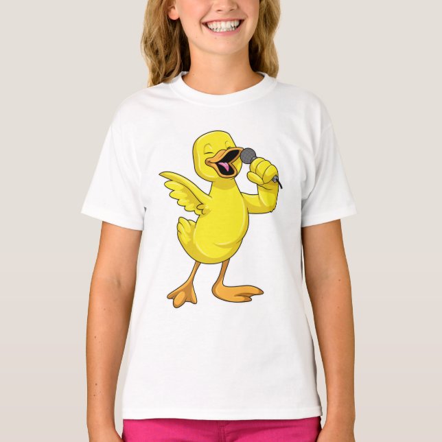 Duck as Singer with Microphone T-Shirt (Front)