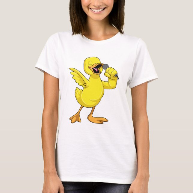 Duck as Singer with Microphone T-Shirt (Front)