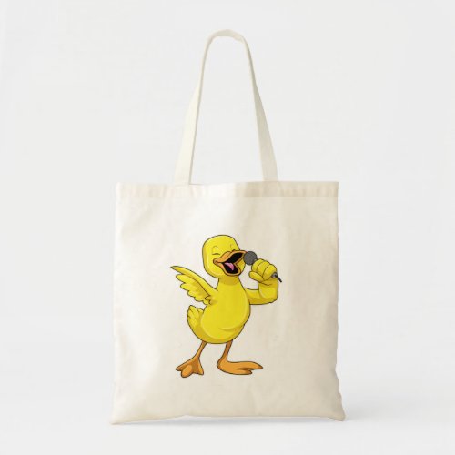 Duck as Singer with Microphone Tote Bag