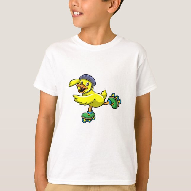 Duck as Skater with Inline skates & Helmet T-Shirt (Front)