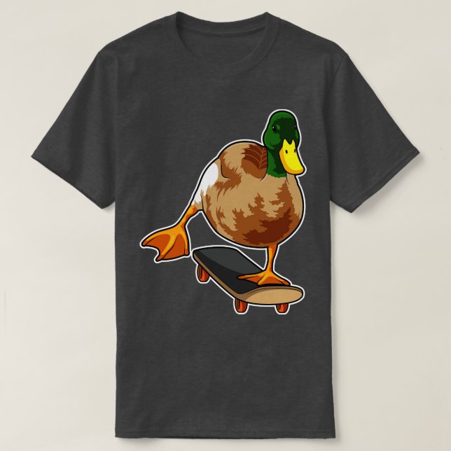 Duck as Skater with Skateboard 1 T-Shirt (Design Front)