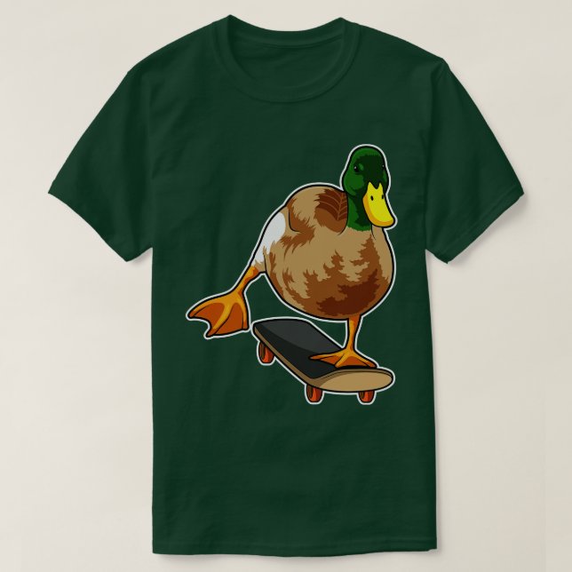Duck as Skater with Skateboard 2 T-Shirt (Design Front)