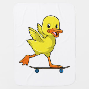 Duck as Skater with Skateboard Baby Blanket