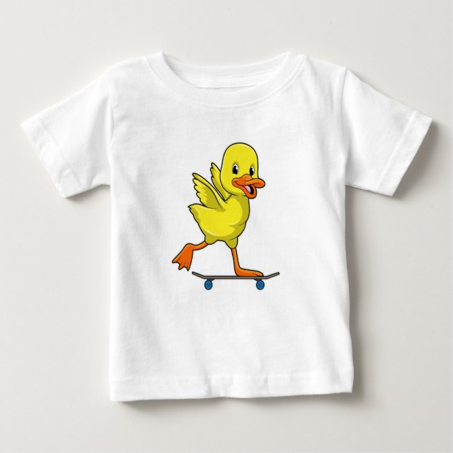 Duck as Skater with Skateboard Baby T-Shirt (Front)