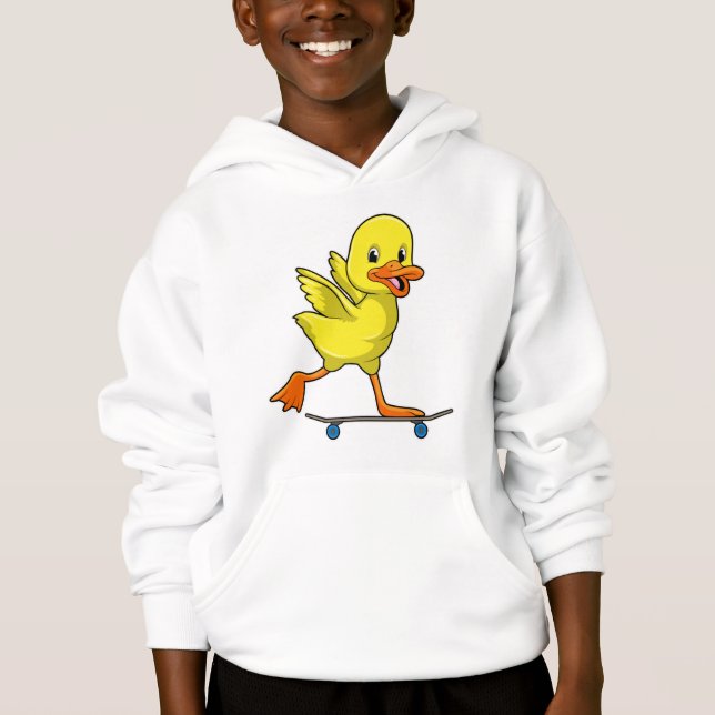 Duck as Skater with Skateboard Hoodie (Front)