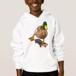Duck as Skater with Skateboard Hoodie