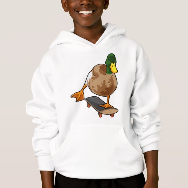 Duck as Skater with Skateboard Hoodie (Front)
