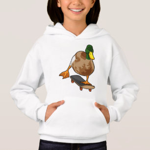 Duck as Skater with Skateboard Hoodie