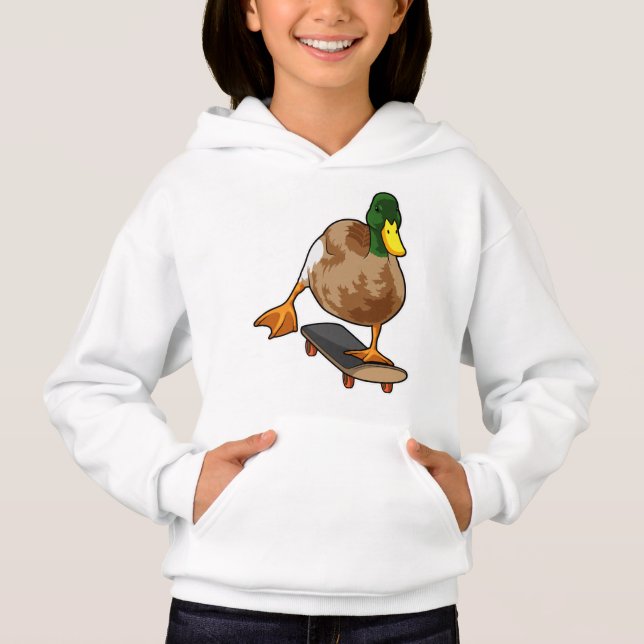 Duck as Skater with Skateboard Hoodie (Front)