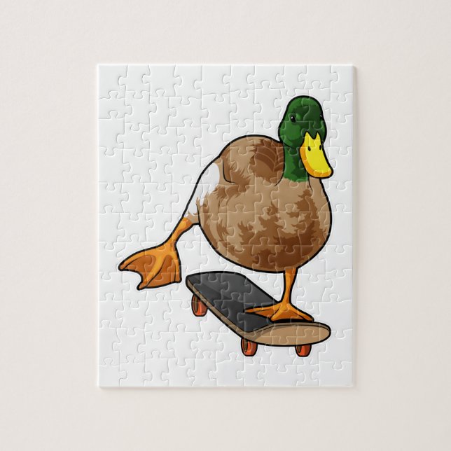Duck as Skater with Skateboard Jigsaw Puzzle (Vertical)