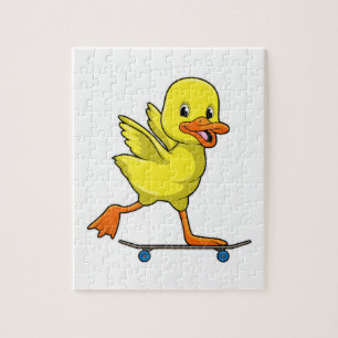 Duck as Skater with Skateboard Jigsaw Puzzle