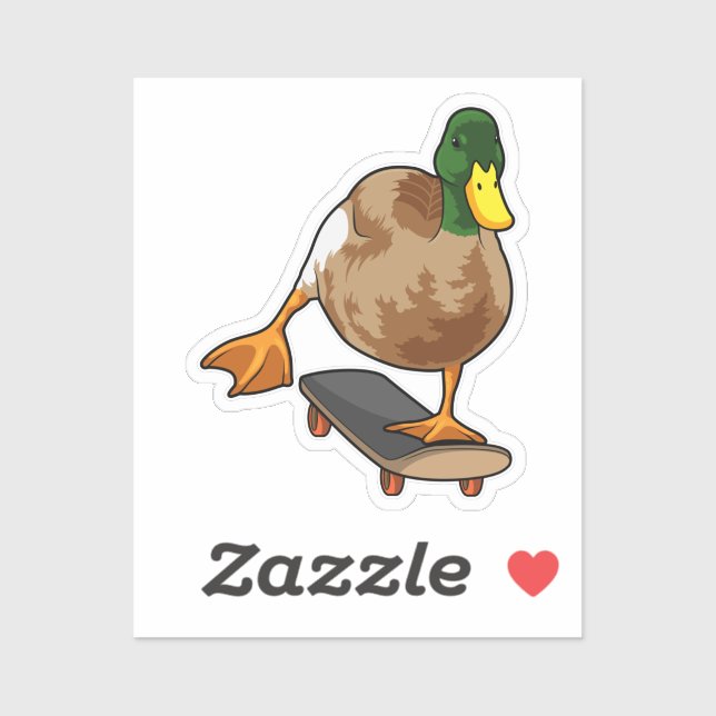 Duck as Skater with Skateboard Sticker (Sheet)