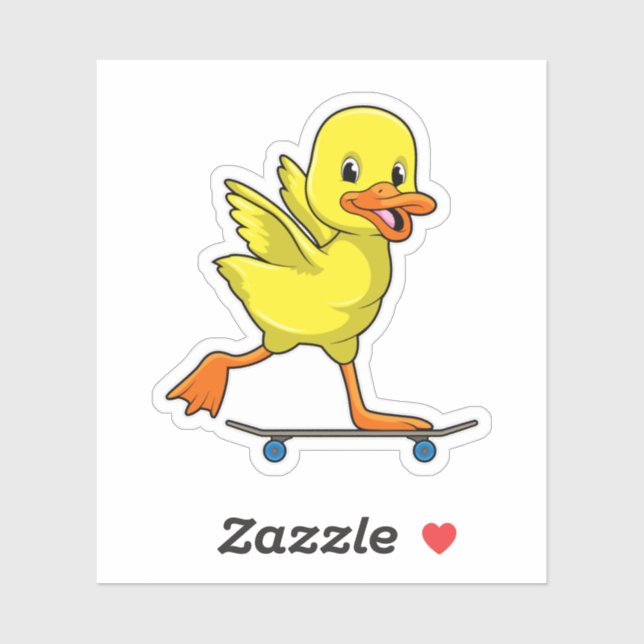 Duck as Skater with Skateboard Sticker (Sheet)