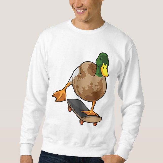 Duck as Skater with Skateboard Sweatshirt (Front)