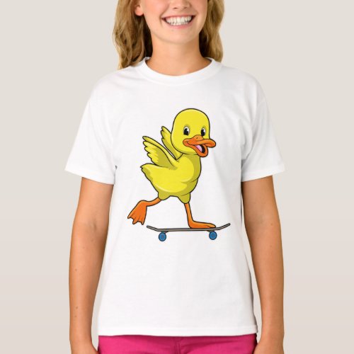 Duck as Skater with Skateboard T_Shirt