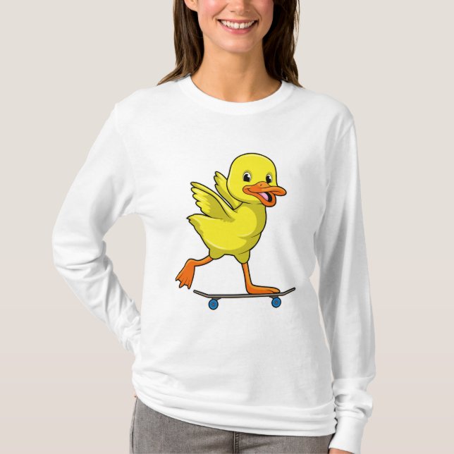 Duck as Skater with Skateboard T-Shirt (Front)