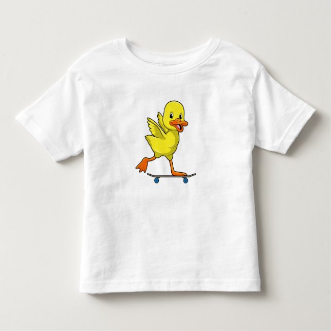Duck as Skater with Skateboard Toddler T-shirt (Front)
