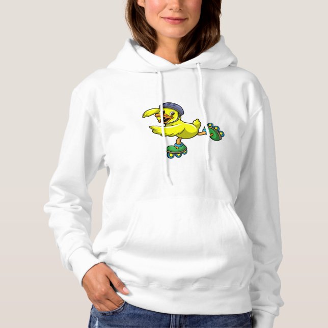 Duck as Skater with Skates & Helmet Hoodie (Front)