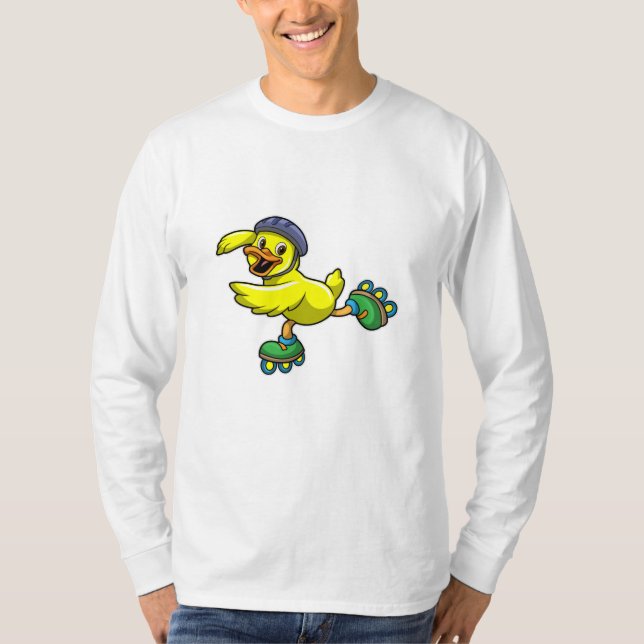 Duck as Skater with Skates & Helmet T-Shirt (Front)