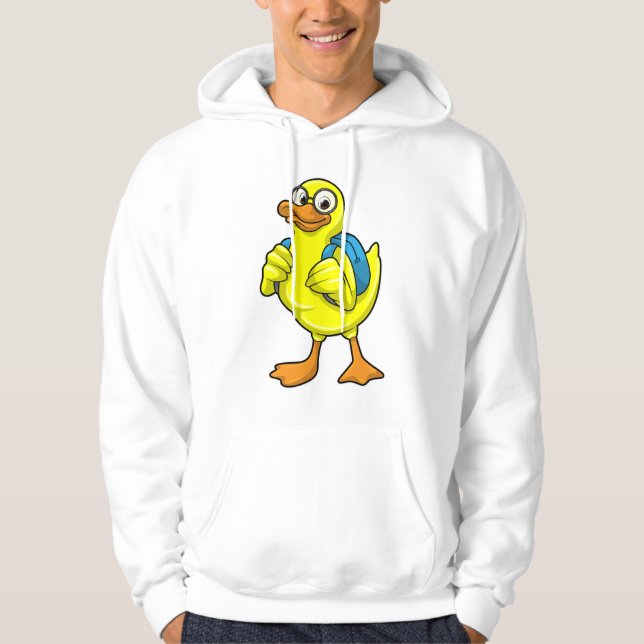 Duck as Student with Backpack Hoodie (Front)