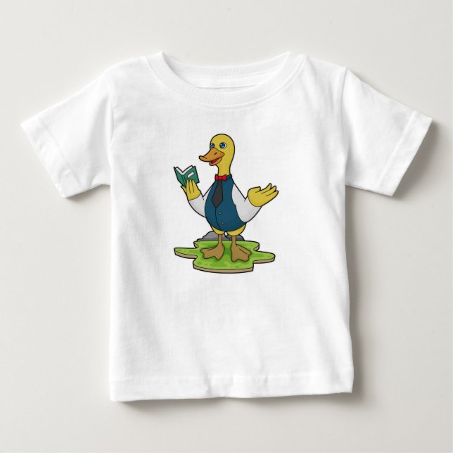 Duck as Teacher with Book Baby T-Shirt (Front)