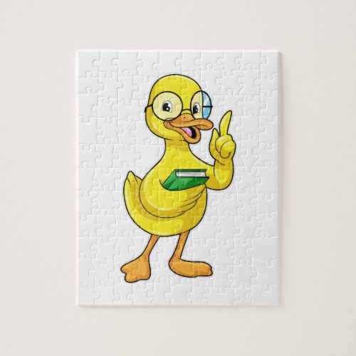 Duck as Teacher with Book  Glasses Jigsaw Puzzle