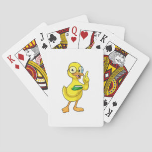 Duck as Teacher with Book & Glasses Poker Cards