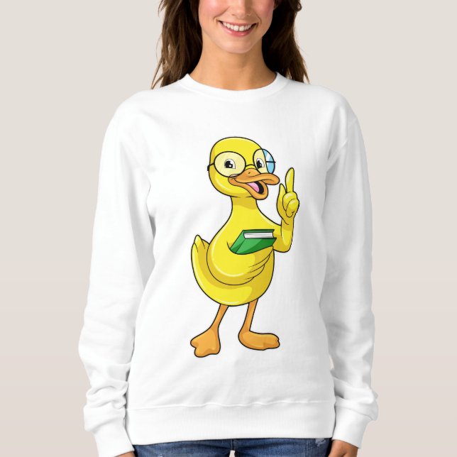 Duck as Teacher with Book & Glasses Sweatshirt (Front)