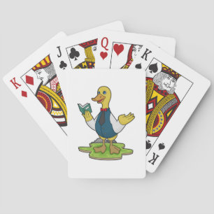 Duck as Teacher with Book Poker Cards