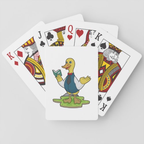 Duck as Teacher with Book Poker Cards