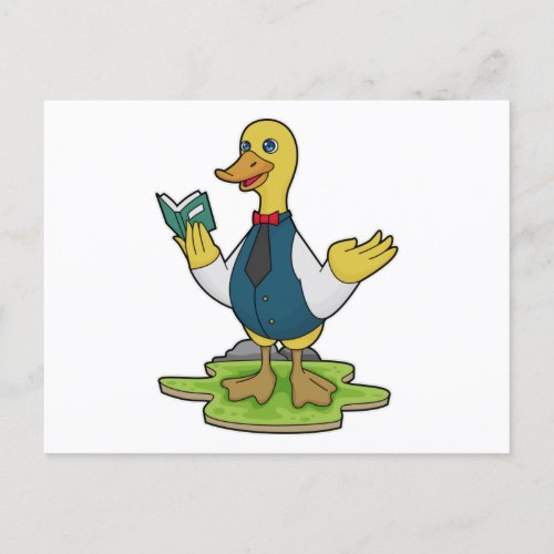 Duck as Teacher with Book Postcard