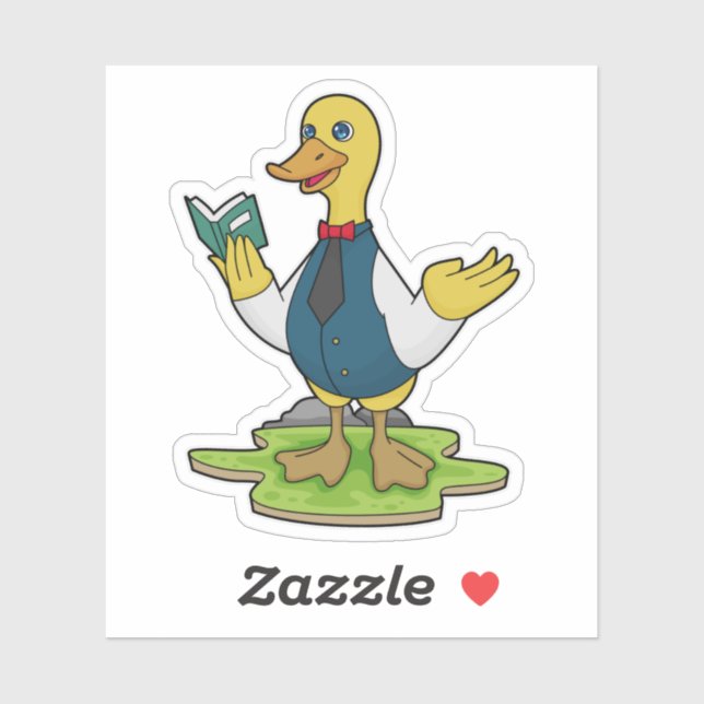 Duck as Teacher with Book Sticker (Sheet)