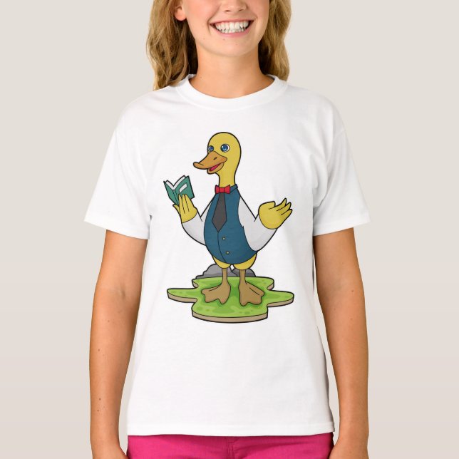 Duck as Teacher with Book T-Shirt (Front)