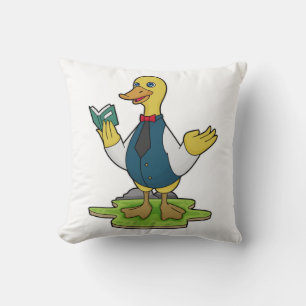 Duck as Teacher with Book Throw Pillow