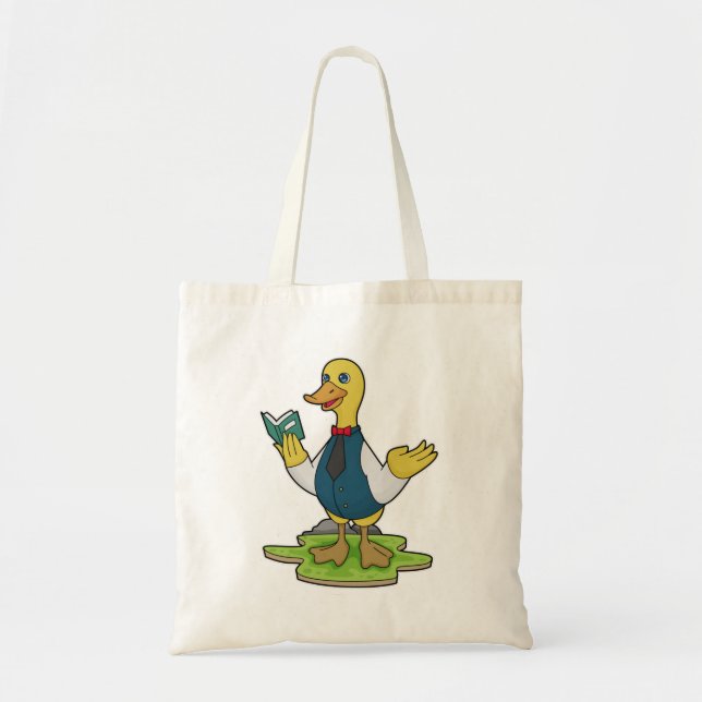Duck as Teacher with Book Tote Bag (Front)