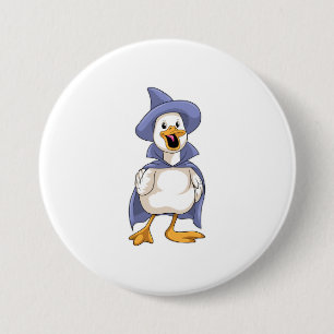 Duck as Witch with Hat Button