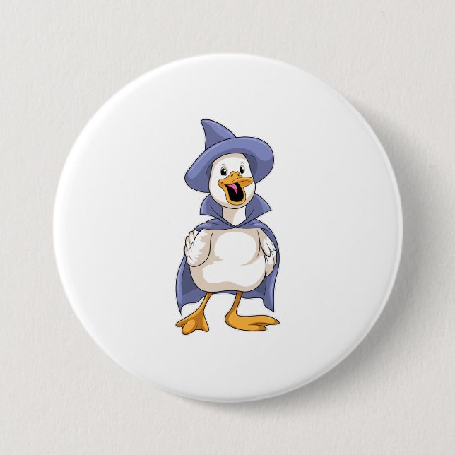 Duck as Witch with Hat Button (Front)