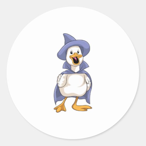 Duck as Witch with Hat Classic Round Sticker