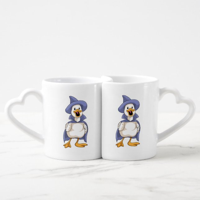 Duck as Witch with Hat Coffee Mug Set (Front Nesting)