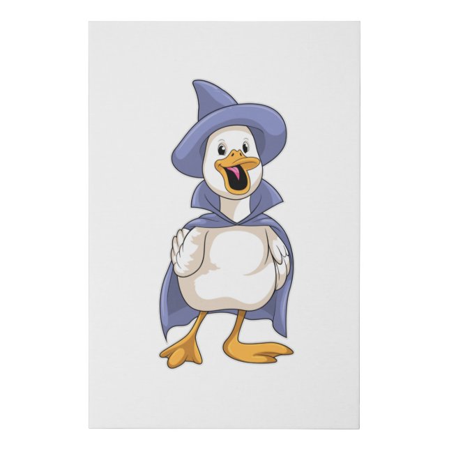 Duck as Witch with Hat Faux Canvas Print (Front)