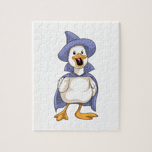 Duck as Witch with Hat Jigsaw Puzzle (Vertical)