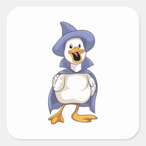 Duck as Witch with Hat Square Sticker