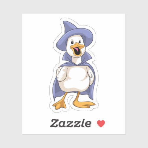 Duck as Witch with Hat Sticker