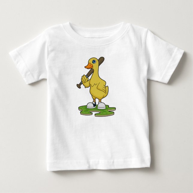 Duck at Baseball with Baseball bat Baby T-Shirt (Front)