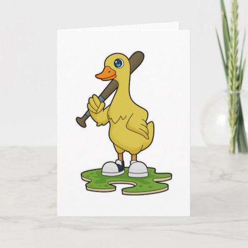 Duck at Baseball with Baseball bat Card