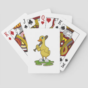 Duck at Baseball with Baseball bat Poker Cards