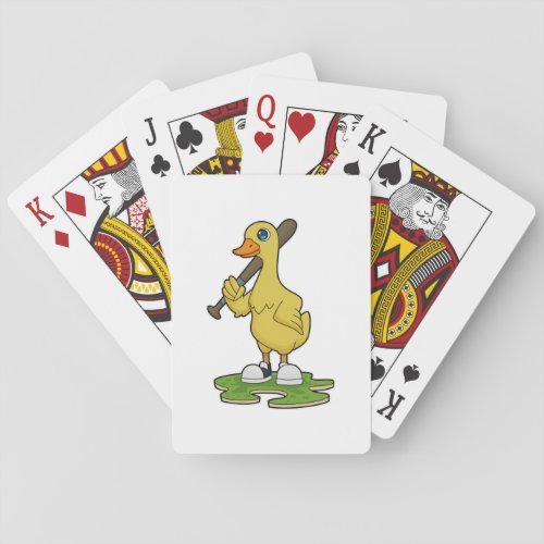 Duck at Baseball with Baseball bat Poker Cards