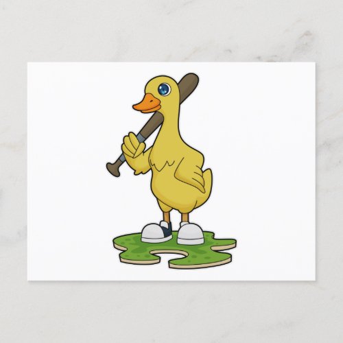 Duck at Baseball with Baseball bat Postcard