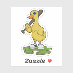 Duck at Baseball with Baseball bat Sticker