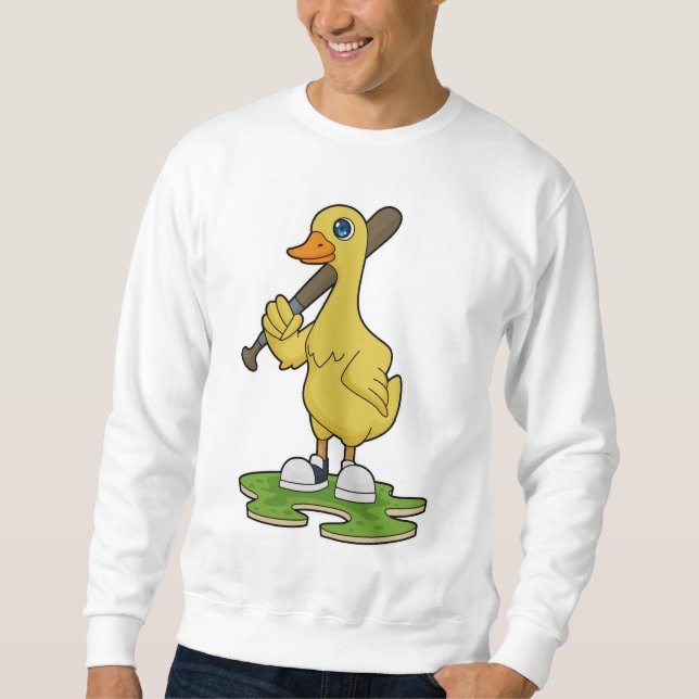 Duck at Baseball with Baseball bat Sweatshirt (Front)